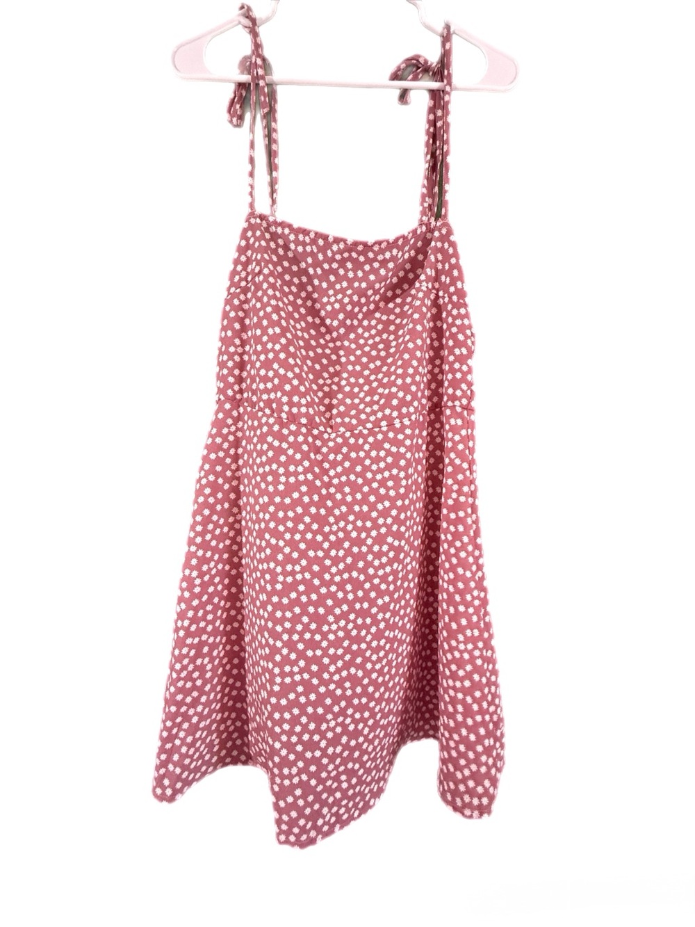 Pink Polka Dot Tie-Strap Sundress